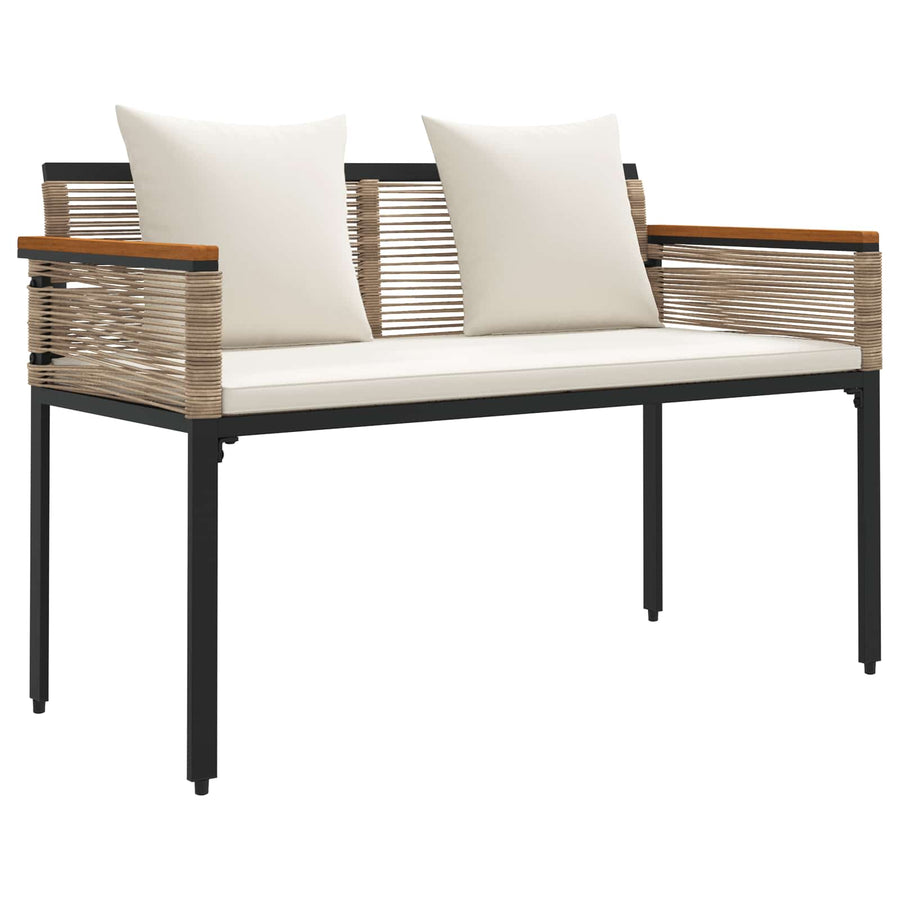 Buitenmeubelset met kussen 4 pcs Beige en Crème Wit PE Rattan