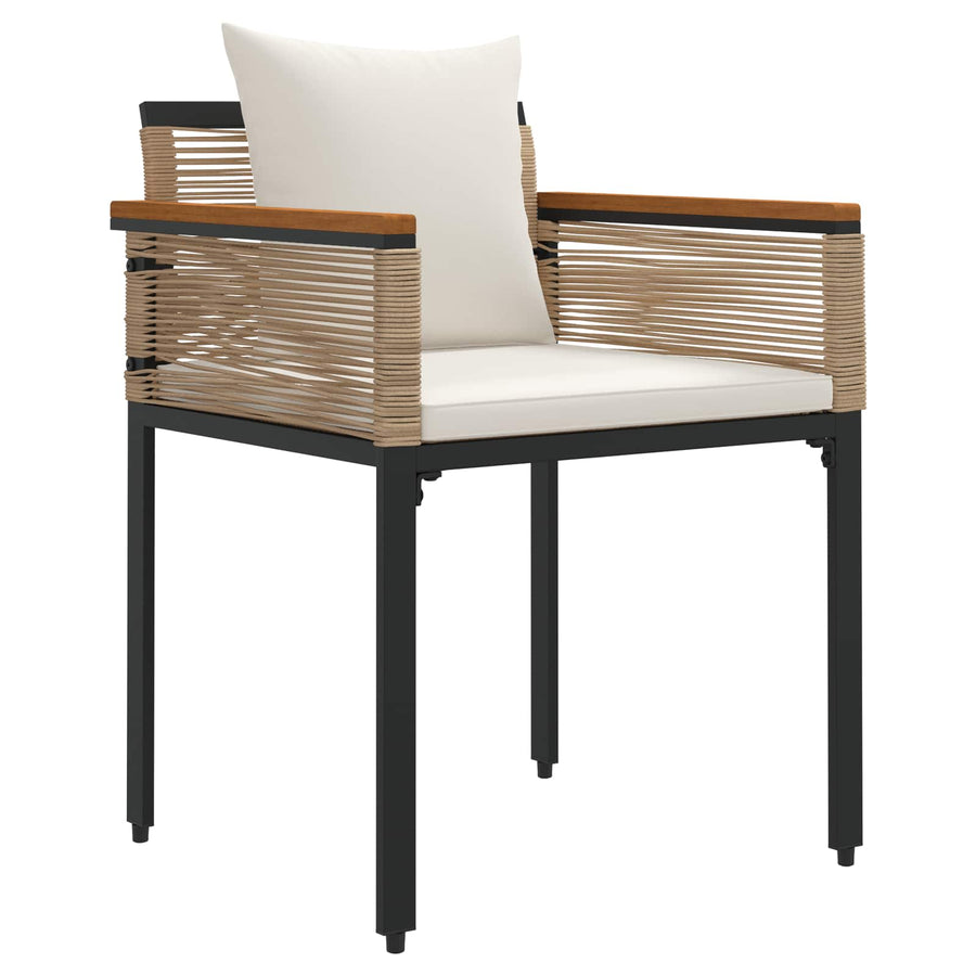 Buitenmeubelset met kussen 4 pcs Beige en Crème Wit PE Rattan