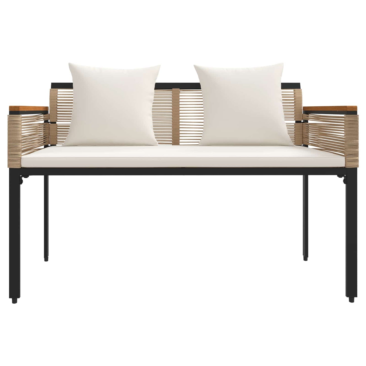 Buitenmeubelset met kussen 4 pcs Beige en Crème Wit PE Rattan