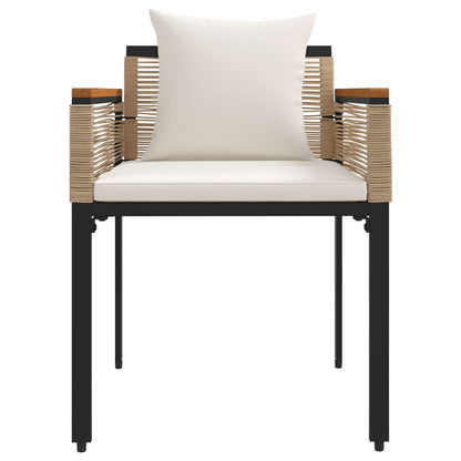 Buitenmeubelset met kussen 4 pcs Beige en Crème Wit PE Rattan