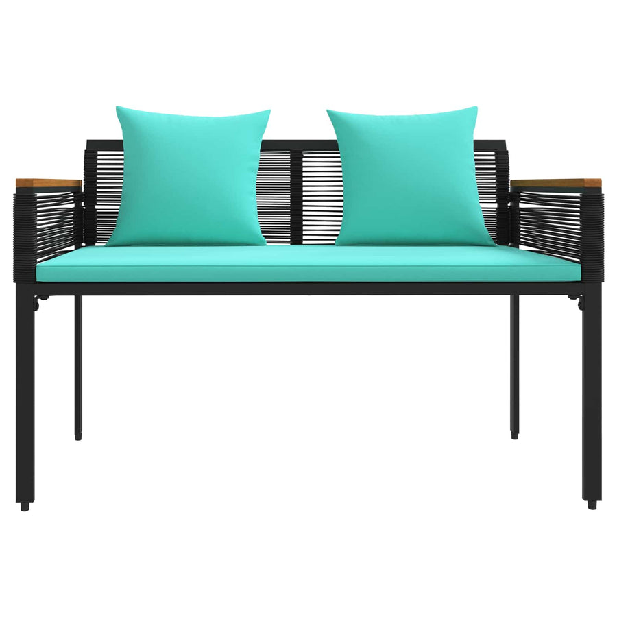 Buitenmeubelset met kussen 4 pcs Zwart en Turquoise PE Rattan