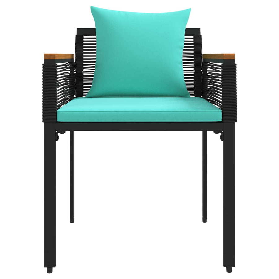 Buitenmeubelset met kussen 4 pcs Zwart en Turquoise PE Rattan