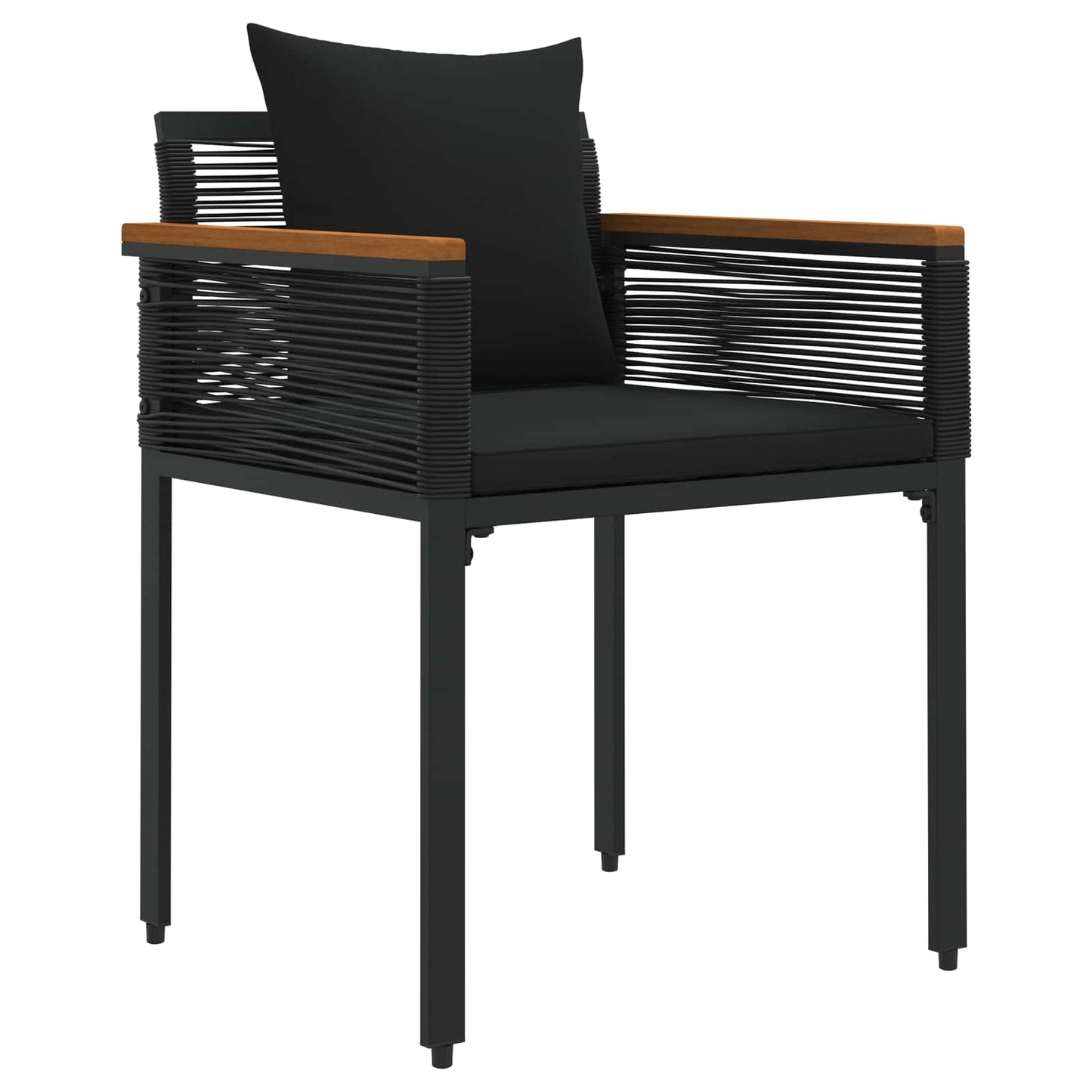 Buitenmeubelset met kussen 3 pcs Zwart PE Rattan