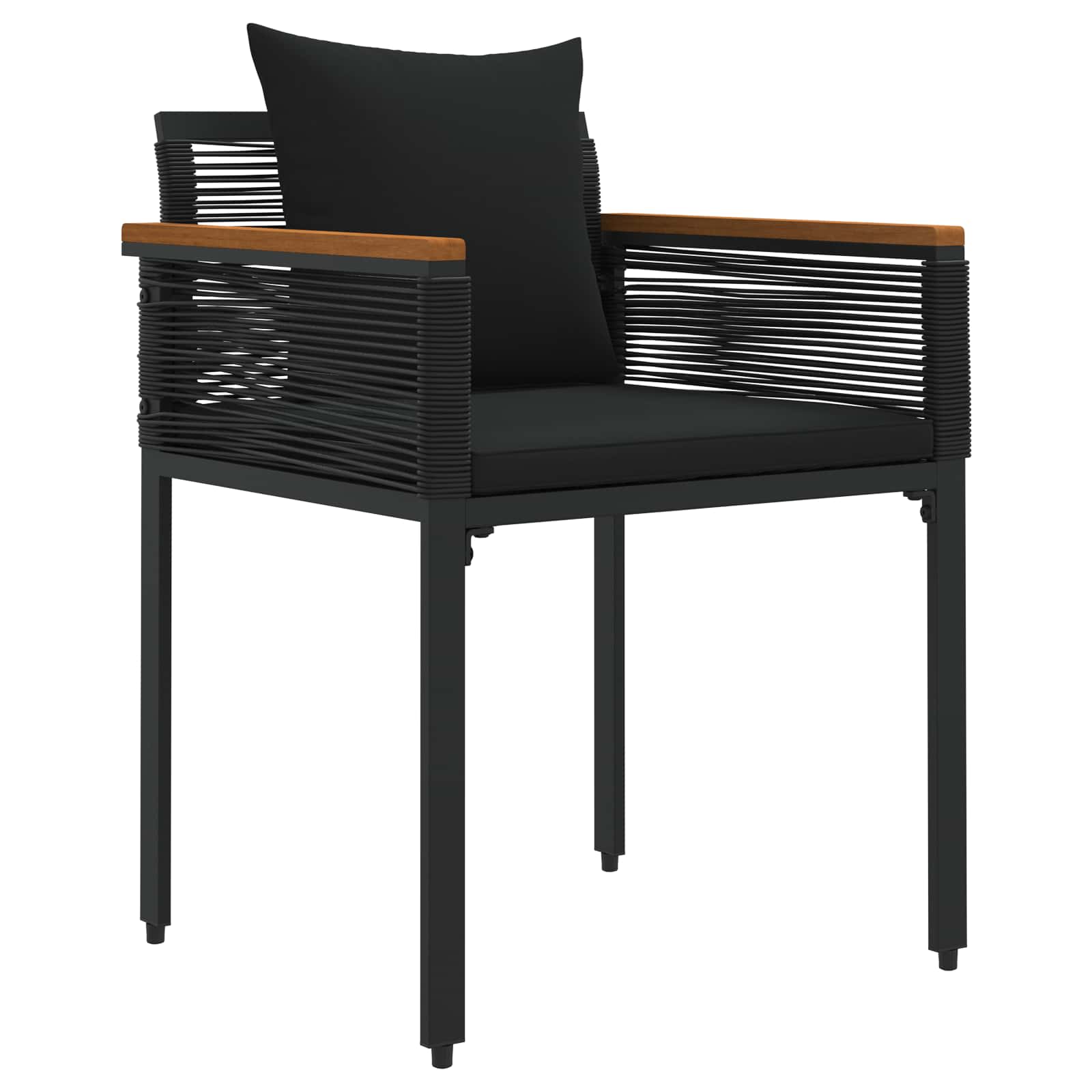 Buitenmeubelset met kussen 3 pcs Zwart PE Rattan