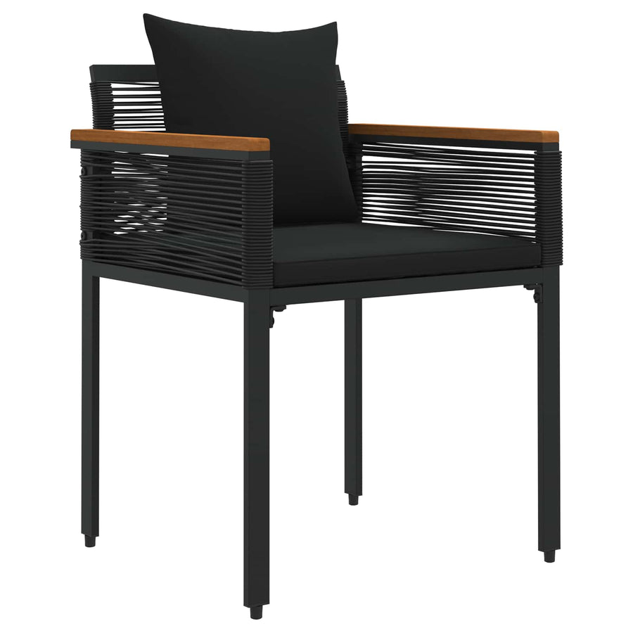 Buitenmeubelset met kussen 3 pcs Zwart PE Rattan