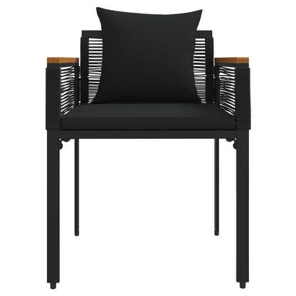 Buitenmeubelset met kussen 3 pcs Zwart PE Rattan