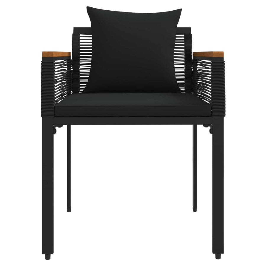 Buitenmeubelset met kussen 3 pcs Zwart PE Rattan