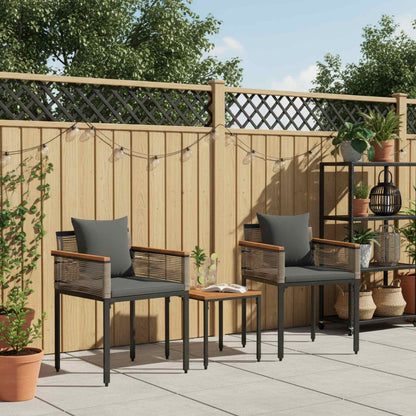 Buitenmeubelset met kussen 3 pcs Grijs en Donkergrijs PE Rattan