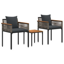 Buitenmeubelset met kussen 3 pcs Grijs en Donkergrijs PE Rattan