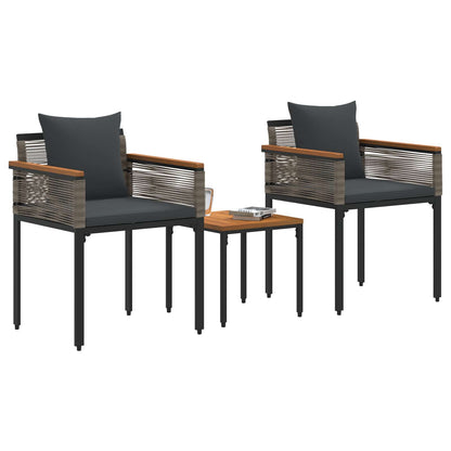 Buitenmeubelset met kussen 3 pcs Grijs en Donkergrijs PE Rattan
