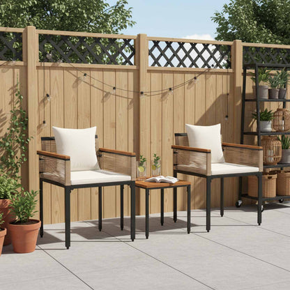 Buitenmeubelset met kussen 3 pcs Beige en Crème Wit PE Rattan