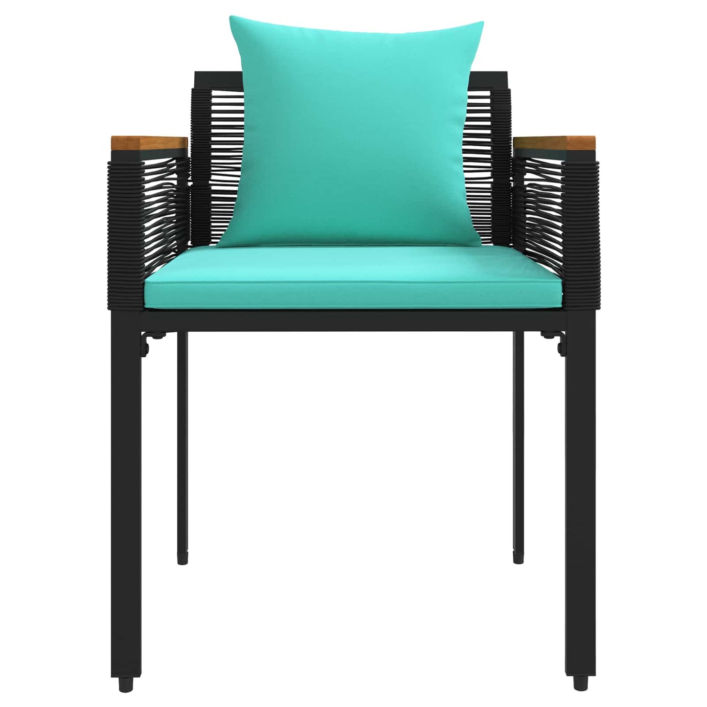 Buitenmeubelset met kussen 3 pcs Zwart en Turquoise PE Rattan