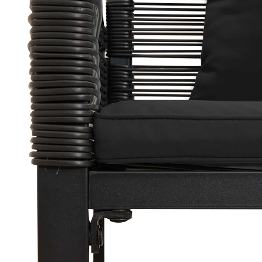 Tuinbank met kussen Zwart 117 x 54 x 74.5 cm poly rattan