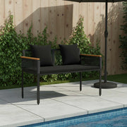 Tuinbank poly rattan zwart 117x54x74.5 cm
