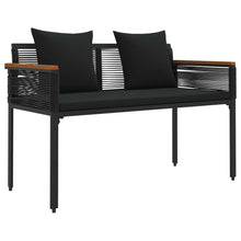 Tuinbank met kussen Zwart 117 x 54 x 74.5 cm poly rattan