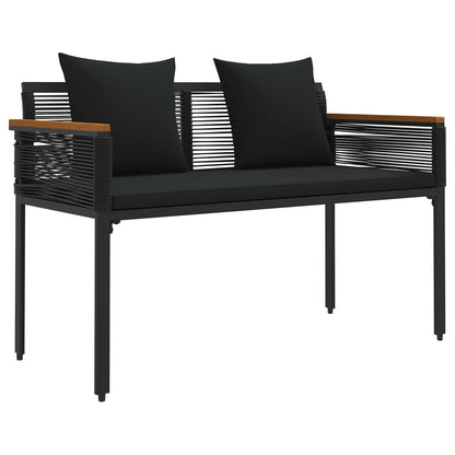 Tuinbank met kussen Zwart 117 x 54 x 74.5 cm poly rattan