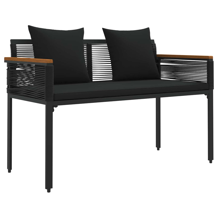 Tuinbank met kussen Zwart 117 x 54 x 74.5 cm poly rattan