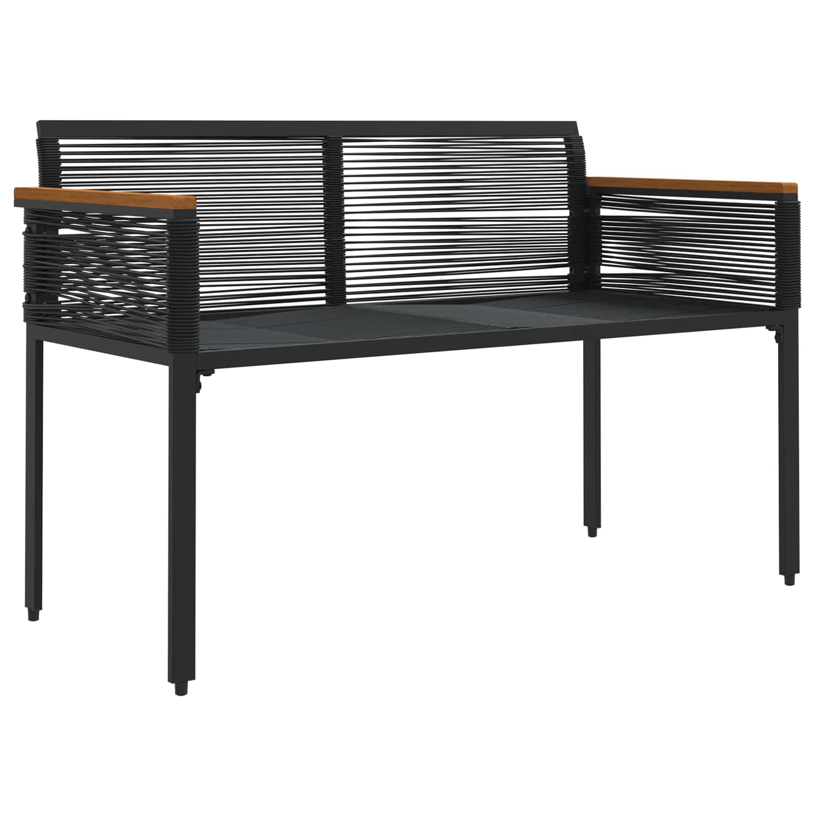 Tuinbank met kussen Zwart 117 x 54 x 74.5 cm poly rattan