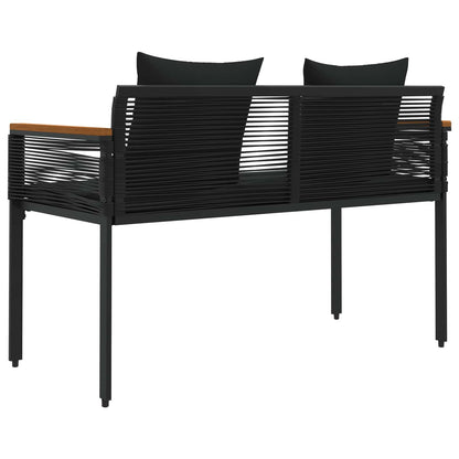 Tuinbank met kussen Zwart 117 x 54 x 74.5 cm poly rattan