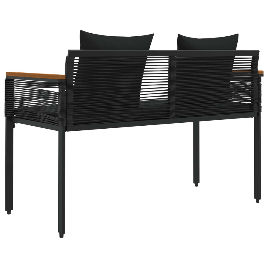 Tuinbank met kussen Zwart 117 x 54 x 74.5 cm poly rattan