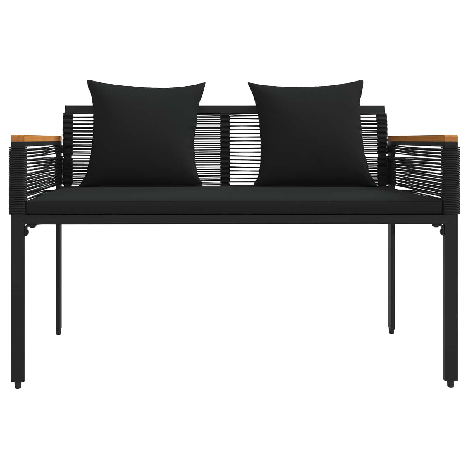 Tuinbank met kussen Zwart 117 x 54 x 74.5 cm poly rattan