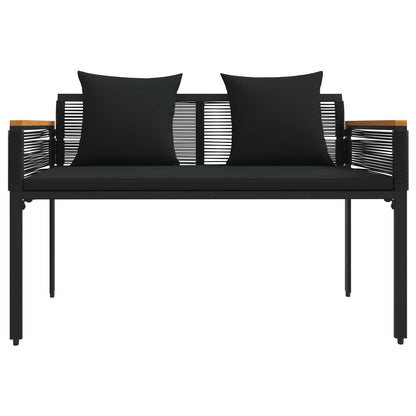 Tuinbank met kussen Zwart 117 x 54 x 74.5 cm poly rattan