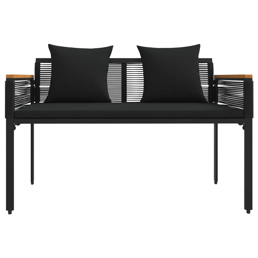Tuinbank met kussen Zwart 117 x 54 x 74.5 cm poly rattan