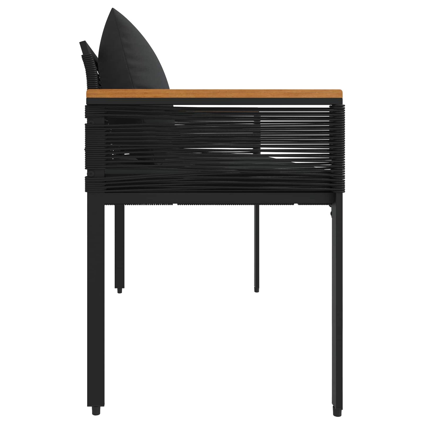 Tuinbank met kussen Zwart 117 x 54 x 74.5 cm poly rattan