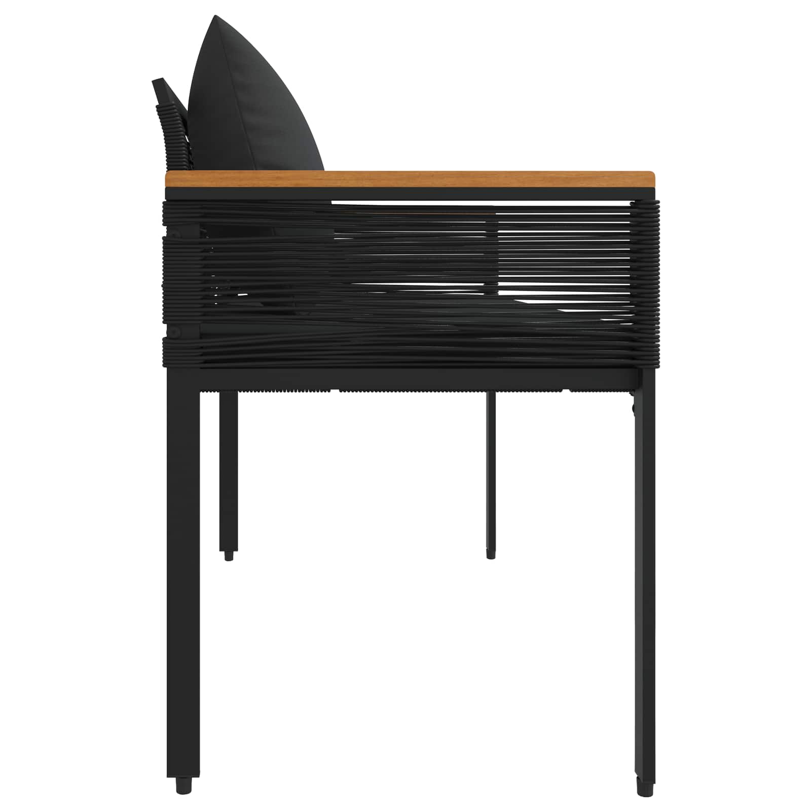 Tuinbank met kussen Zwart 117 x 54 x 74.5 cm poly rattan