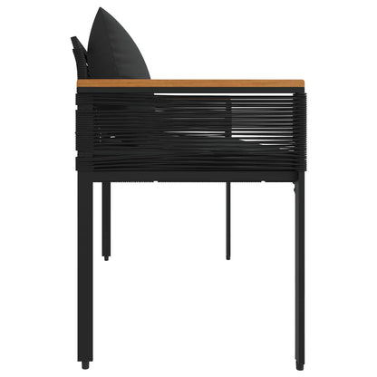 Tuinbank met kussen Zwart 117 x 54 x 74.5 cm poly rattan