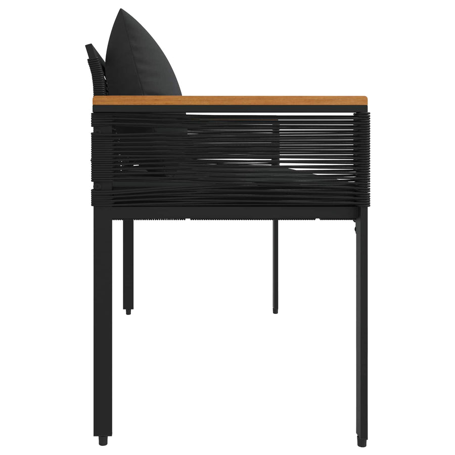 Tuinbank met kussen Zwart 117 x 54 x 74.5 cm poly rattan