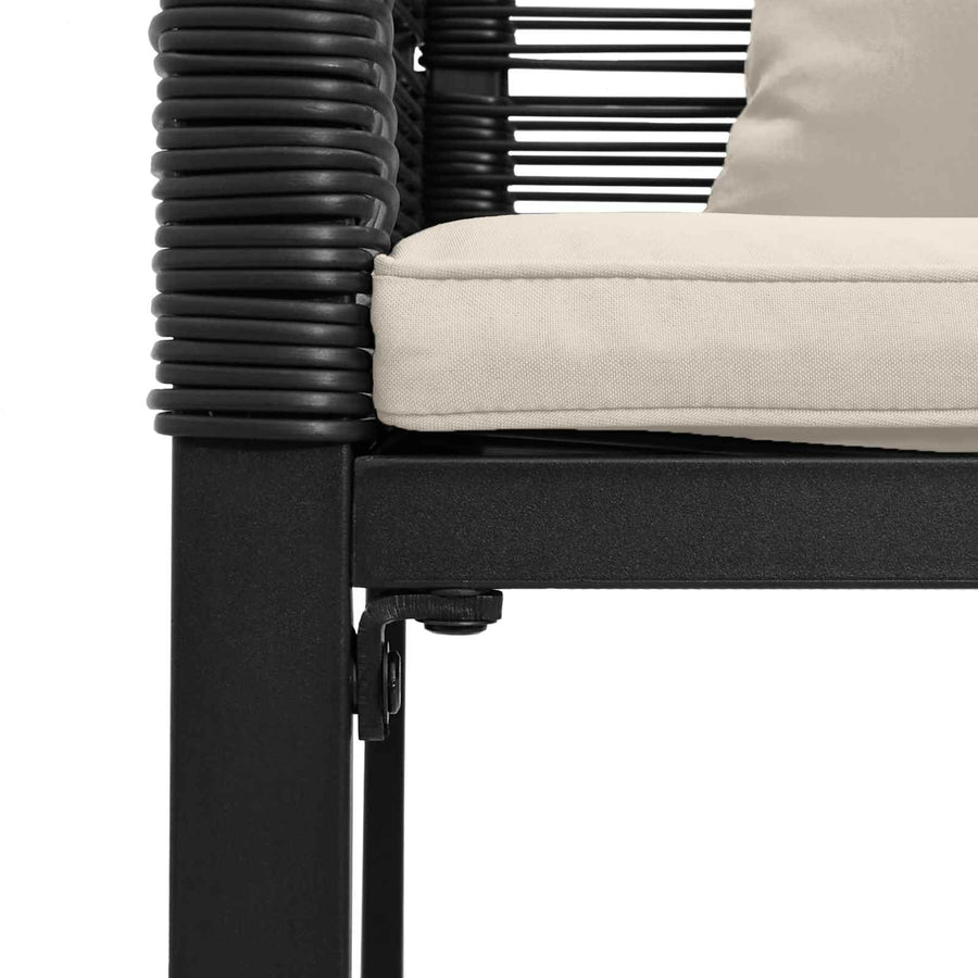 Tuinbank Zwart en Cream Wit 117 x 54 x 74.5 cm poly rattan