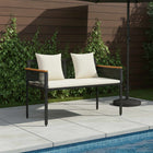 Tuinbank poly rattan 117x54x74.5 cm zwart cream wit
