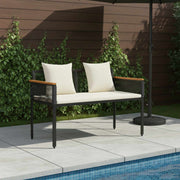 Tuinbank poly rattan 117x54x74.5 cm zwart cream wit