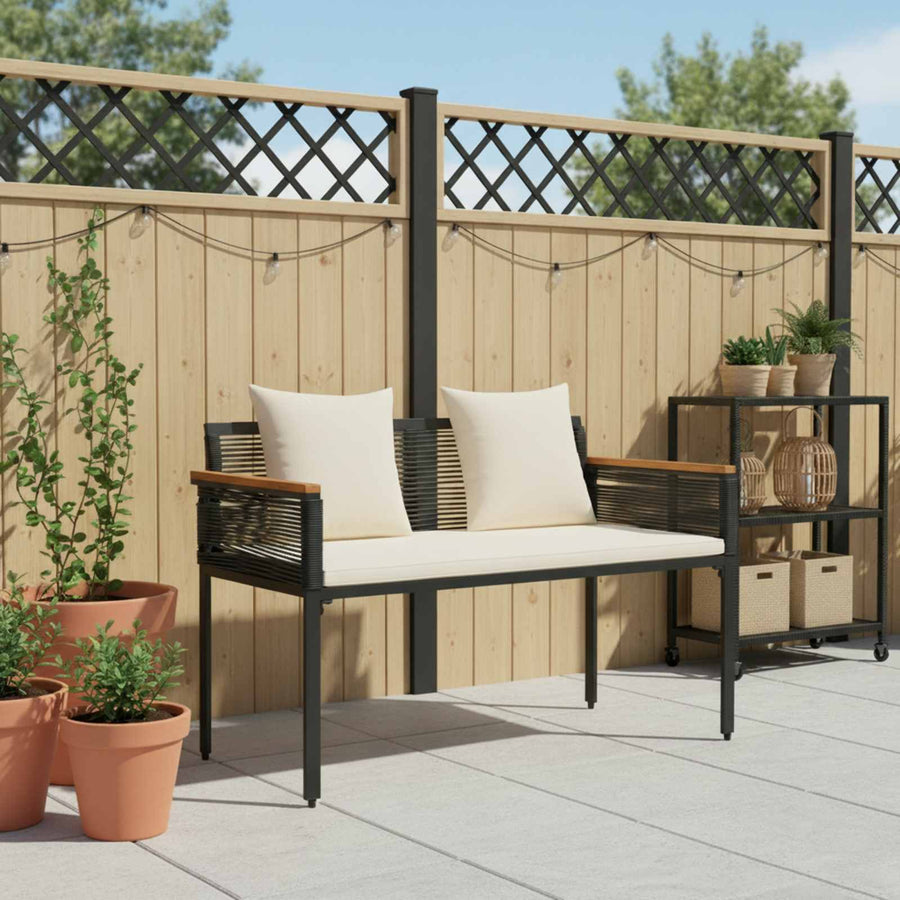 Tuinbank Zwart en Cream Wit 117 x 54 x 74.5 cm poly rattan