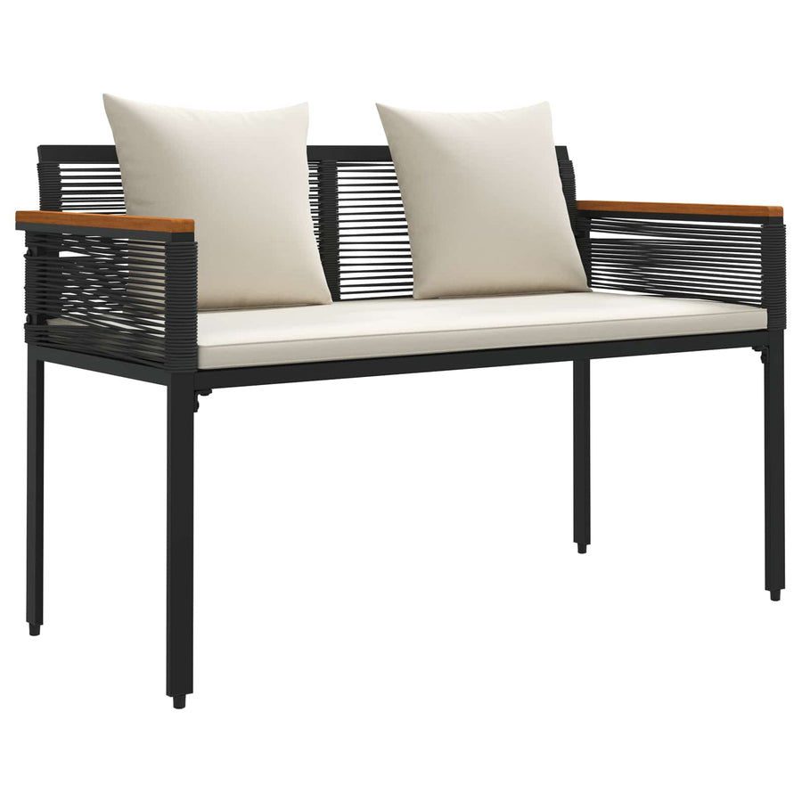 Tuinbank Zwart en Cream Wit 117 x 54 x 74.5 cm poly rattan