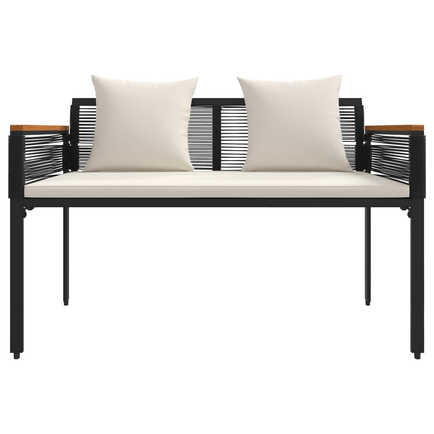 Tuinbank Zwart en Cream Wit 117 x 54 x 74.5 cm poly rattan