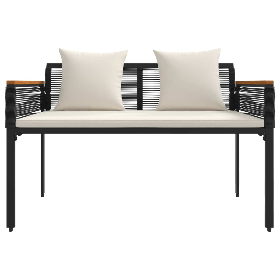 Tuinbank Zwart en Cream Wit 117 x 54 x 74.5 cm poly rattan