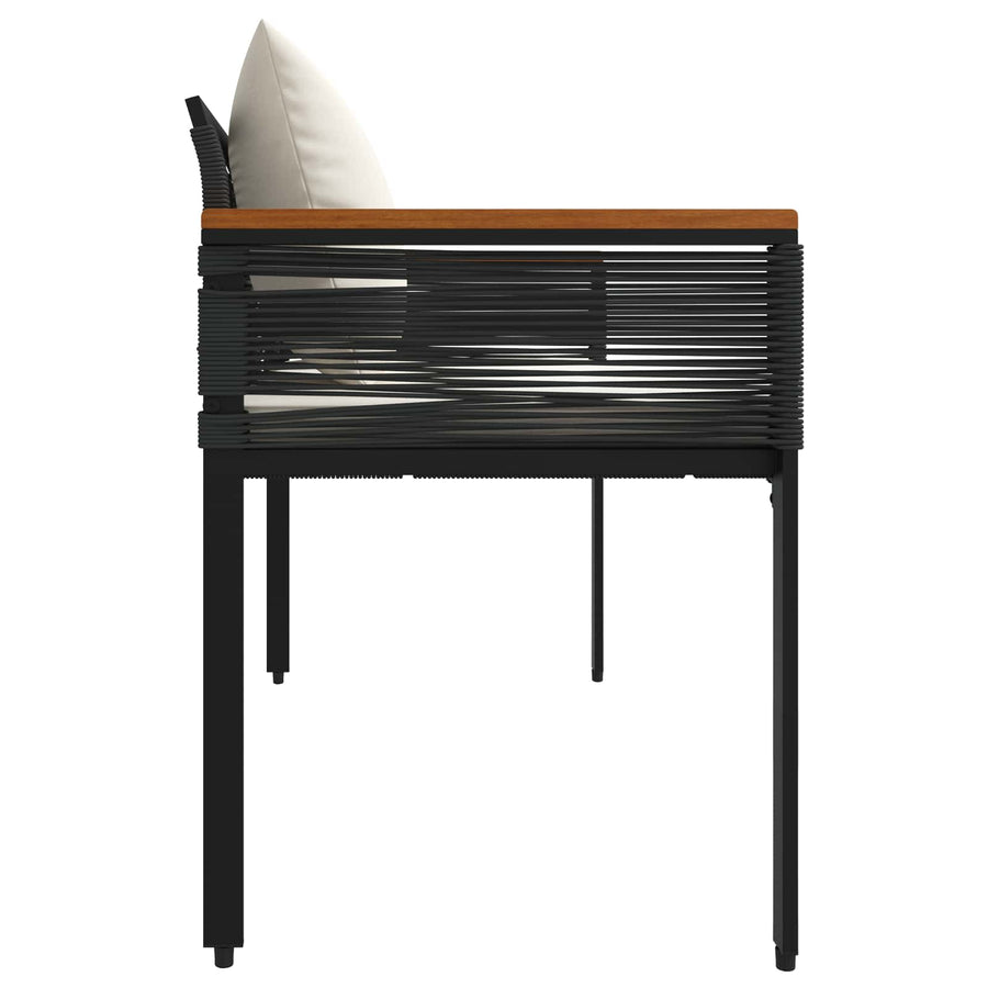 Tuinbank Zwart en Cream Wit 117 x 54 x 74.5 cm poly rattan