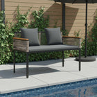Tuinbank poly rattan grijs 117x54x74.5 cm