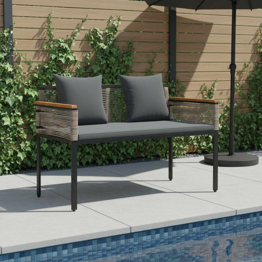 Tuinbank Grijs en Donkergrijs 117 x 54 x 74.5 cm poly rattan
