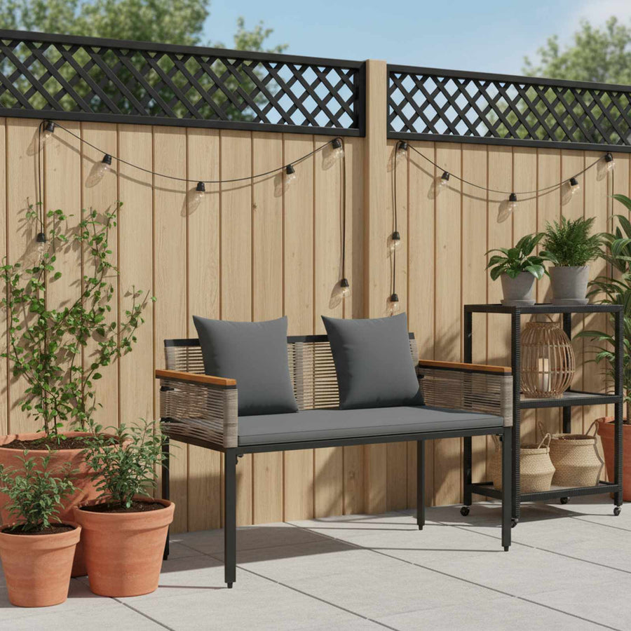 Tuinbank Grijs en Donkergrijs 117 x 54 x 74.5 cm poly rattan