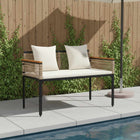 Tuinbank poly rattan 117x54x74.5 cm beige crème wit