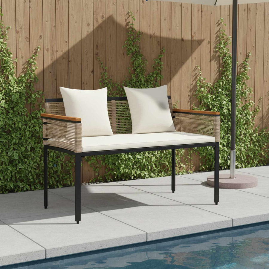 Tuinbank Beige en Crème Wit 117 x 54 x 74.5 cm poly rattan