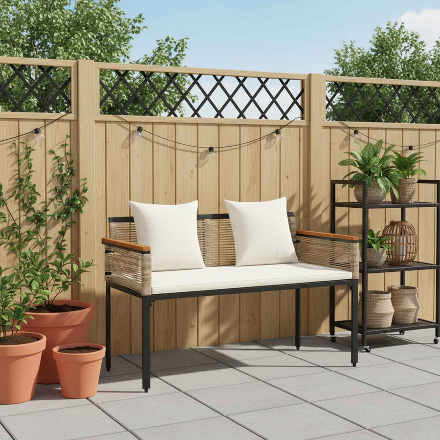 Tuinbank Beige en Crème Wit 117 x 54 x 74.5 cm poly rattan