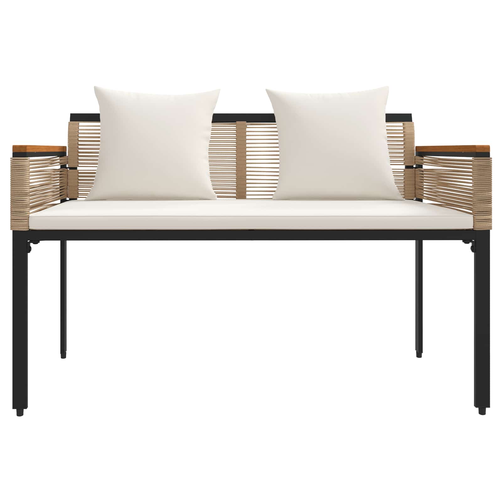 Tuinbank Beige en Crème Wit 117 x 54 x 74.5 cm poly rattan