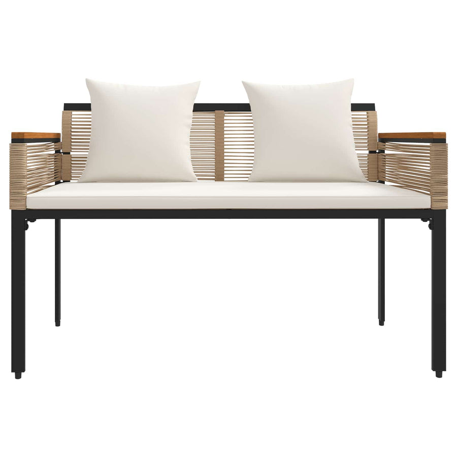 Tuinbank Beige en Crème Wit 117 x 54 x 74.5 cm poly rattan