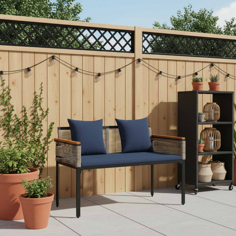 Tuinbank Grijs en Marineblauw 117 x 54 x 74.5 cm poly rattan