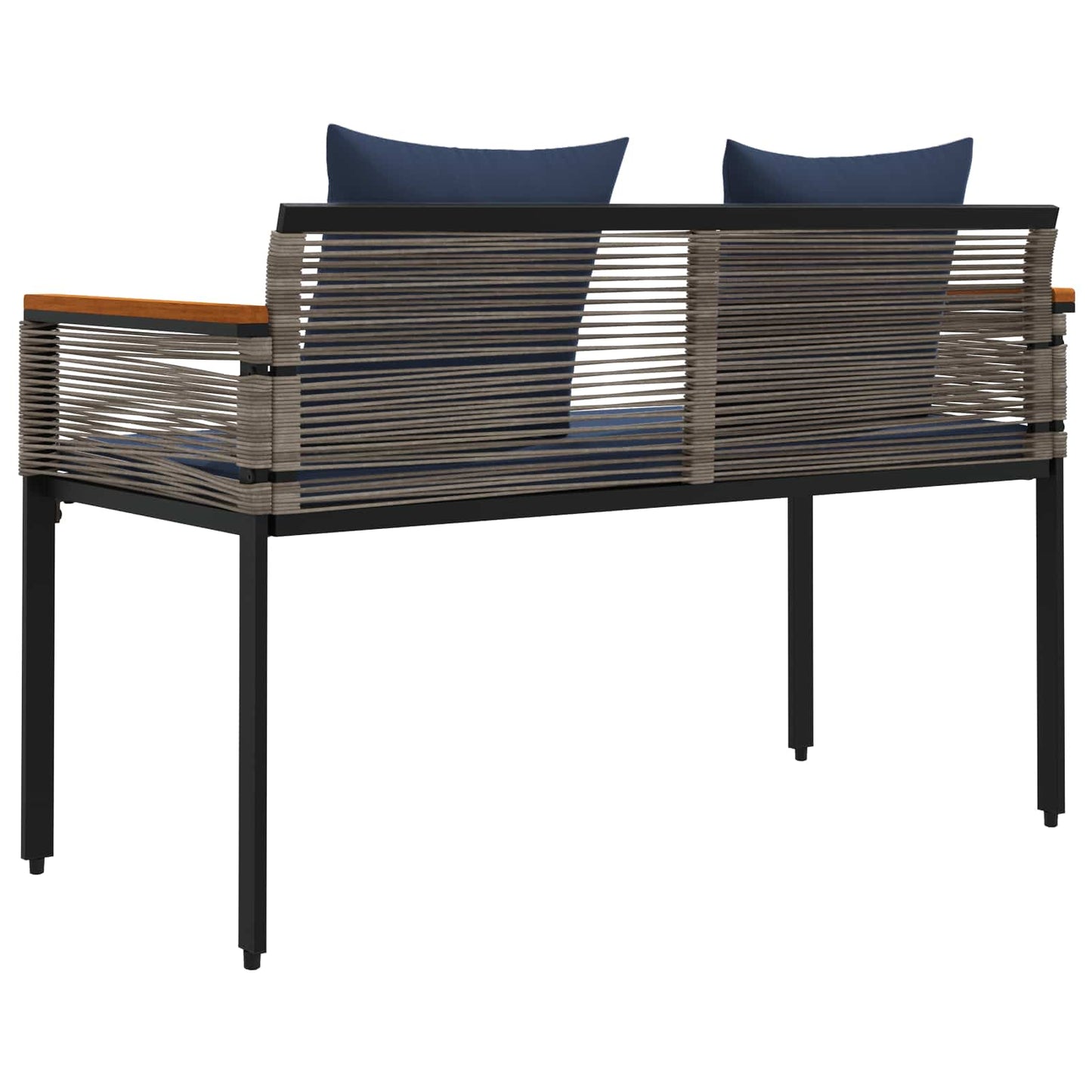 Tuinbank Grijs en Marineblauw 117 x 54 x 74.5 cm poly rattan