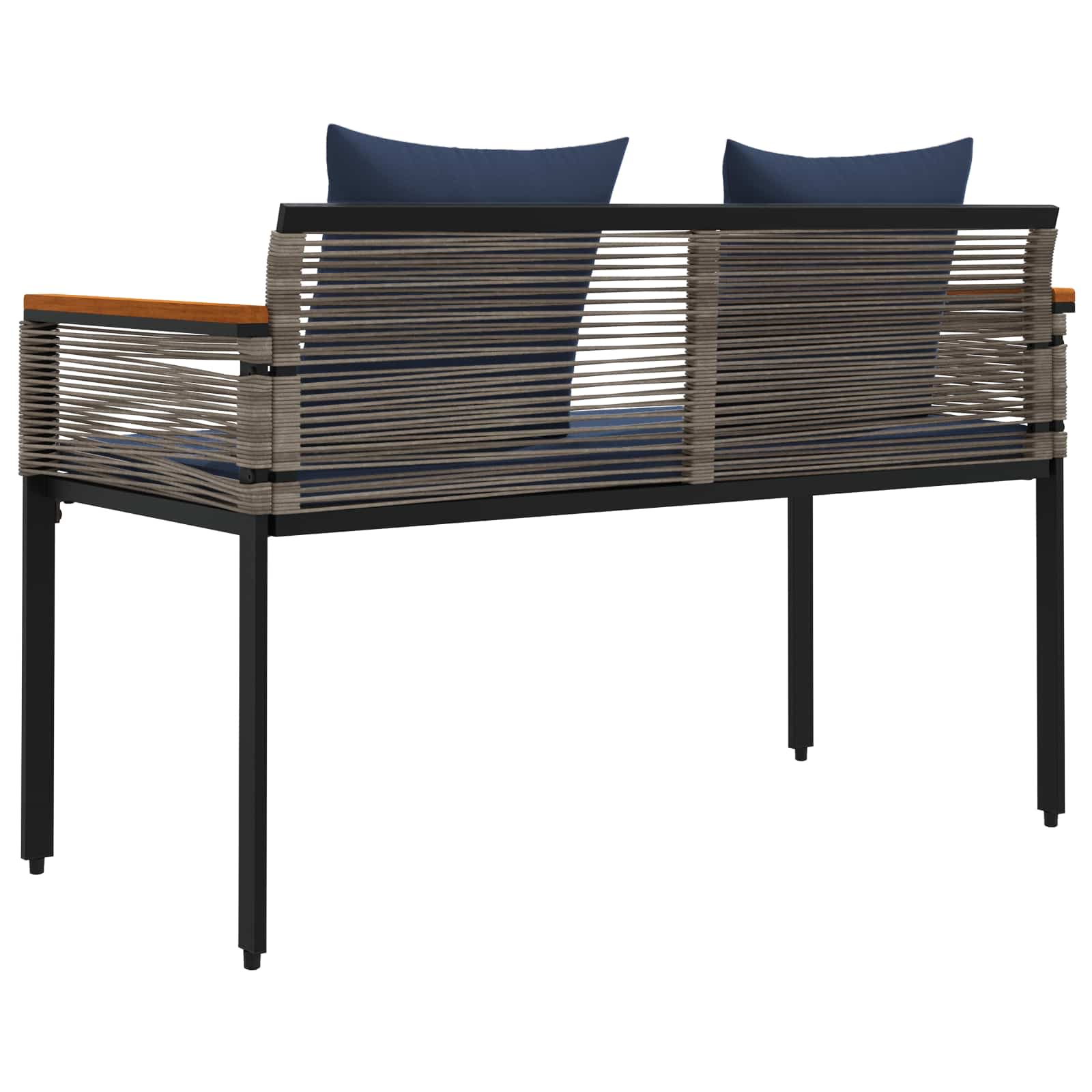 Tuinbank Grijs en Marineblauw 117 x 54 x 74.5 cm poly rattan